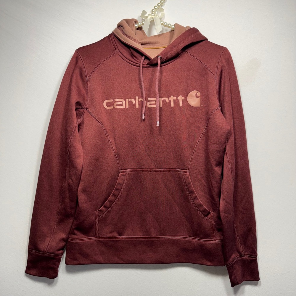 Carhartt Force Delmont Hoodie Womens XS Regular Burgundy Heather 102185-611